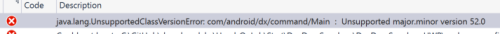 Unsupported major.minor version 52.0